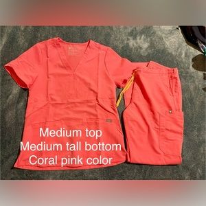 Coral pink Figs Scrub Set